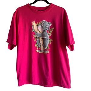 Vintage Koala Australia Habitat Graphic Pink Tee Size Large
